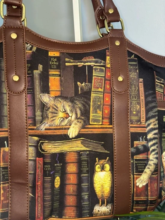 🐈Bradford Exchange Cat & Books Classic Tails Tote Bag 🐈‍⬛ - Picture 8 of 16